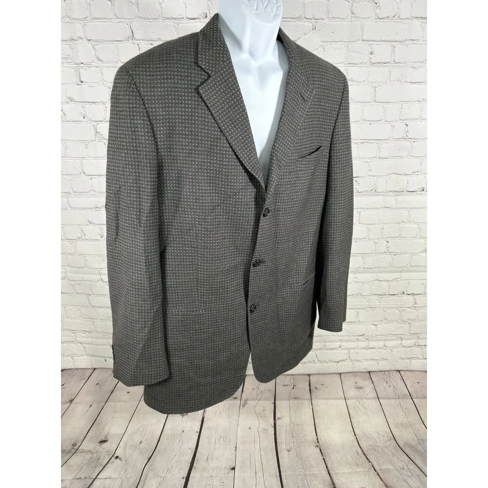 Paul Dione 100% Wool Swiftwood Multicolor Woven 3 Button Blazer Jacket Men’s 44L